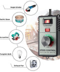 Heavy Duty AC Motor Speed Controller 120V 15A Variable Fan Speed Regulator with LED display and overload protection