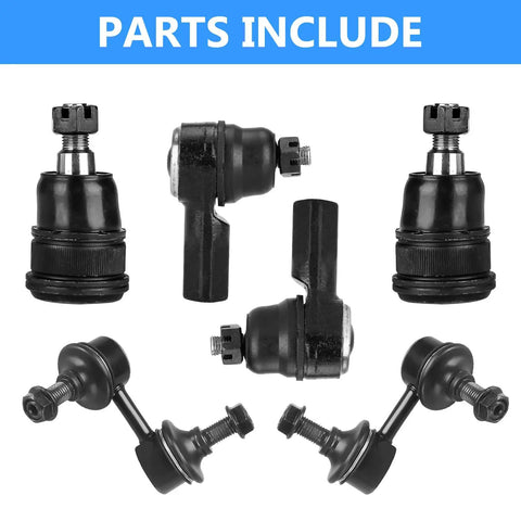 Parts included for Front Lower Control Arm Suspension Kit For Honda Civic 2001 2002 2003 2004 2005 Not For SI Models With Ball Joints Sway Bar End Links Outer Tie Rod Ends 8 Piece Beefed Up Replacement, black metal parts
