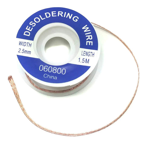 Desoldering Wick Pack Of 3 Spools, 2.5mm Wide, 5 Feet Each, Copper Braided Desoldering Wire For Quick Solder Removal, No Fuss Safer Heat