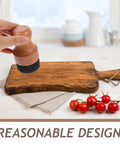 Straight Up Amazing Wooden Cutting Board Oil Brush And Built Tough Wood Wax Applicator Sponge For Quick Kitchen Board Waxing And Long Term Hardwood Sealing Care, shown with cutting board and cherry tomatoes.