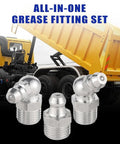 All-In-One SAE And Metric Grease Fittings Assortment Kit With Plastic Caps, 310-Piece Zinc-Plated Steel Nipple Set image