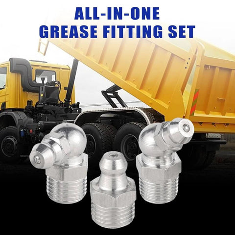 All-In-One SAE And Metric Grease Fittings Assortment Kit With Plastic Caps, 310-Piece Zinc-Plated Steel Nipple Set image