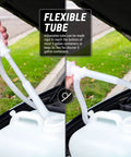 Heavy Duty Manual Siphon Hand Pump For Water And Fuel Transfer Featuring Flexible Hose in use with 5 gallon container.