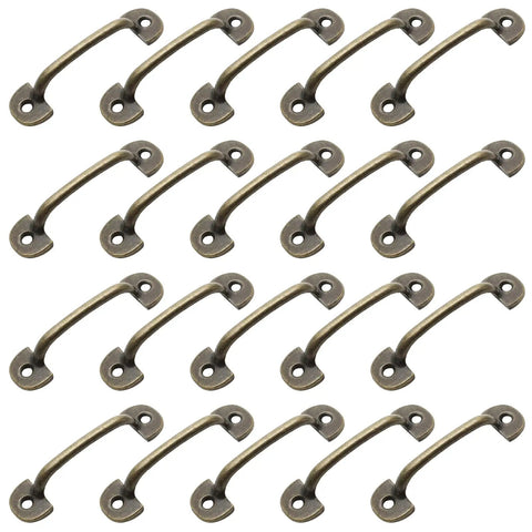 Snazzy Vintage Bronze Small Drawer Handles 2.36 Inch 20 Pack Rad Cabinet Pulls for Kitchen Cabinets and Furniture Refinishing Quick Mounting Screws Included Total Style Upgrade shown in a arranged layout.