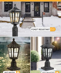 Outdoor Post Light With 3 Inch Pier Mount Base, 17 Inch High Exterior Fixture, Waterproof IP65 Die Cast Aluminum