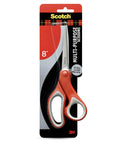 All Purpose Stainless Steel Scissors 8 Inch With Soft Grip Handle In Red And Gray For Home School Office Crafting And Left Or Right Hand Use Workhorse For Paper Fabric Cardstock And Everyday DIY Tasks, packaged