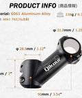 Lightweight 31.8mm Bike Stem 90mm, 0 To 45 Degree Adjustable Riser For BMX MTB Road Mountain Bikes, Fits 28.6mm Steerer And 31.8mm Handlebars
