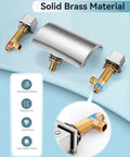 Waterfall Tub Faucet With Two Handles For Deck Mount Roman Tub Brushed Nickel Finish Brass Three Hole Faucet Without Diverter