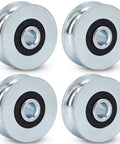 4 Piece U Groove Track Guide Bearings Set for Pulleys and Rails, U Type Roller Wheels, 40mm Outer Diameter, 8mm Bore, Alloy Steel, Heavy Duty, Easy Install, Smooth Rolling, Symmetrical Alignment, four bearings