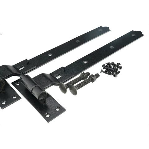Heavy Duty Hook And Band Hinges For Shed Barn Gates Badass Durability And Sturdy As Heck Solid Black Metal Hardware with screws