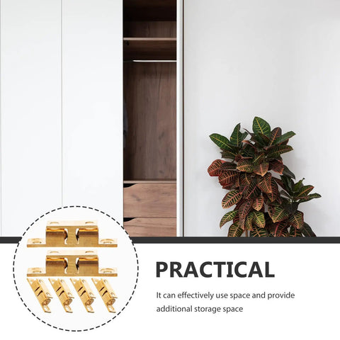 Brass Ball Catch Kit for Cabinet Doors with Double Roller Latch easy install space saving hardware, shown next to a closet.