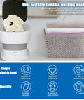 Ultra Portable Mini Washing Machine With Foldable Design And Spin Dryer Lightweight Washer For Travel, open with clothes inside.