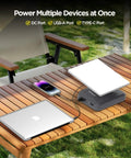 Beast Of A Do It All 288Wh LiFePO4 Battery Pack Power Station With Carrying Case For Starlink Mini, charging devices on a table