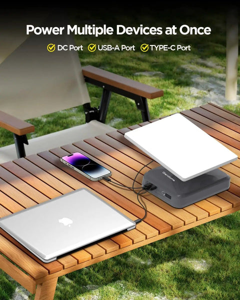 Beast Of A Do It All 288Wh LiFePO4 Battery Pack Power Station With Carrying Case For Starlink Mini, charging devices on a table