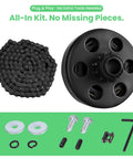 Heavy Duty 12 Tooth Centrifugal Clutch Kit With Three Quarter Inch Bore For Go Kart And Mini Bike Engines From 2 To 7HP Fits 212cc GX160 GX200 35 Chain Includes Chain Screws And Link, showing clutch, chain, and accessories