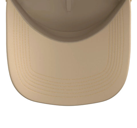 Top view of Maritime Captain Boating Hat For Yacht Sailing And Lake Adventures, Trucker Style Cap With Adjustable Mesh Back, Khaki Color