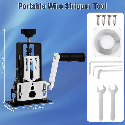 Manual Wire Stripper Machine For 0.06 To 1 Inch Wires, Dual Operation Drill Powered Or Hand Crank, Cable Wire Stripper Tool For Scrap Copper Recycling With Spare Blade, Beefy Heavy Duty.
