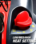 Close-up of control knob on 18,000 BTU Radiant Heater For Indoor And Outdoor Use Heats Up To About 400 Sq Ft With Three Heat Settings