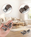 Beast Mode Mini Fixed Double Roller Caster Wheels Set Of 8 low profile wheels in hand with home setting background.