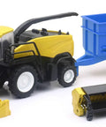 One Sixty Two Scale Harvester RF850 And Trailer Die Cast Farm Toy Set For Collectors And Kids Realistic Yellow Finish