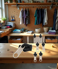 Six Piece Universal Zipper Repair Kit With Instant Fix Sliders And Teeth on table in laundry room setting
