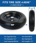 13 Inch Wheelbarrow Tire 4.00 6 Flat Free Replacement With Adapter Kit Fits Five Eighths And Three Quarters Bearings 6 Inch Rim