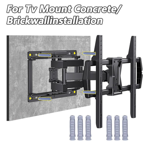 16 Pcs Concrete Wall Anchors 10x50mm Heavy Duty Plastic Anchors For TV Mount Installation shown with wall mount on concrete