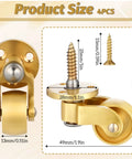 4 Piece Brass Stem Furniture Casters Set With Universal 360 Degree Swivel Wheels Heavy Duty Metal Construction dimensions