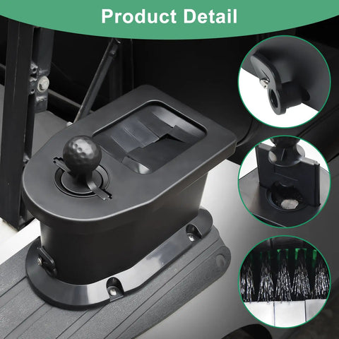 Slick Universal Golf Cart Ball Washer And Club Cleaner Kit showing durable molded housing, nylon strands for cleaning golf balls and clubs.