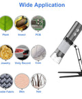 WiFi Digital Microscope 4K HD Camera With 50X To 1000X Magnification, wireless handheld scope on adjustable stand with sample views