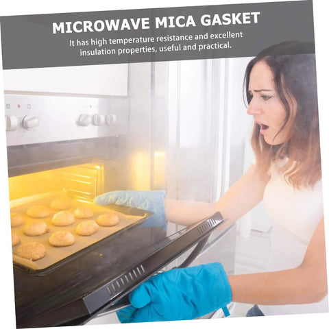 Woman using Ten Piece Microwave Mica Sheets For Oven Insulation And Heat Resistant Shield Reusable Mica Plates to protect oven
