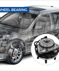 Front wheel hub bearing assembly with ABS, six-lug design; close-up view.