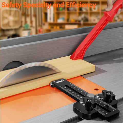 Thin Rip Table Saw Jig With Push Block And Dual Pulleys for precision repeatable narrow strip cuts in woodworking setup