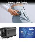 4G LTE Cellular Security Camera Indoor No WiFi Off Grid With Long Standby Battery Life next to credit card for size comparison