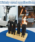 Eight Piece Expanding Arbors Set For Lathe Milling Mandrels High Accuracy shown with lathe and milling applications.