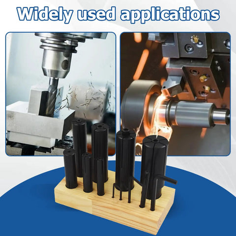 Eight Piece Expanding Arbors Set For Lathe Milling Mandrels High Accuracy shown with lathe and milling applications.