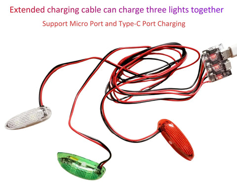 3 Piece LED Light Kit For RC Planes And Drones With Rechargeable Red Green White LEDs Ultra Bright Navigation Lights charging setup