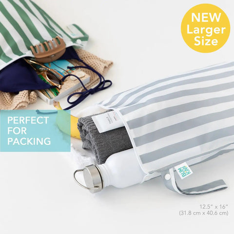 Big Waterproof Wet Bag Two Pack For Travel And Swim Gear reusable easy to clean with stripe design holding clothes and toiletries