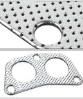 Close-up view of Heavy Duty 4 2 1 Header Exhaust Gasket Kit with perforated aluminum flange, ideal for custom car builds.