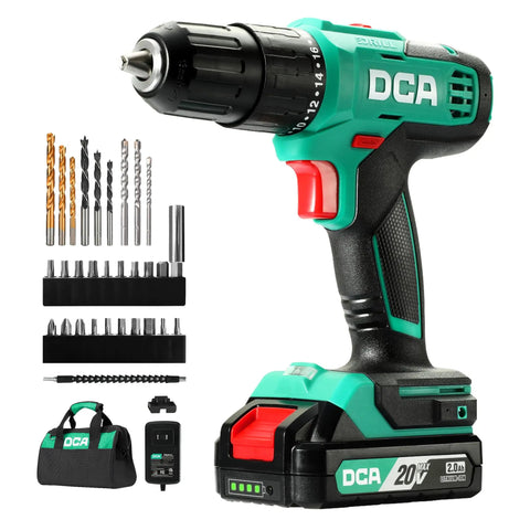 20V Cordless Hammer Drill Kit With 354 In Lb Torque Beast Power And Precision One Half Inch Keyless Chuck Two Speeds 22500 IPM Includes 14 Drill Driver Bits For Brick Metal Wood Perfect For DIY And Pros