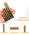 Hand holding Double Ended Hanger Bolts Set Yellow Zinc Plated For Wood Furniture M4 M5 M6 M8 M10 Sizes with M4x40mm Length