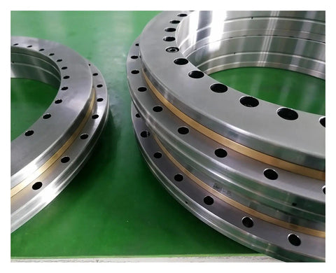 Ultra High Precision YRT325 Turntable Rotary Table With Slewing Bearing And Nylon Retainer, showcasing steel rings with golden layers.