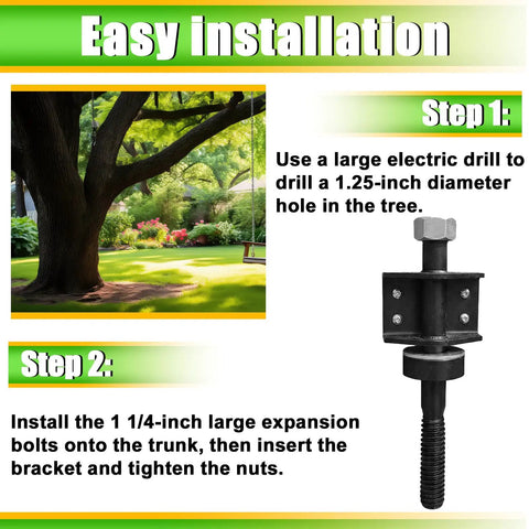 Heavy Duty Treehouse Bracket For 1.25 Inch Lag Bolts Static Steel Support Plate With Black Powder Coat Finish Outdoor Deck And Treehouse Construction Hardware For Strong Safe Installations
