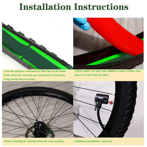 Fat Bike Tire Liner TPU Insert Anti Puncture Protector For 20 24 26 Inch Fat Tires installation process shown step-by-step