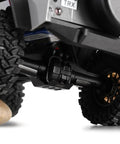 Close-up of Beefed Up Skid Plate And Chassis Armor Front And Rear Axle Protectors Stainless Steel For One Eighteenth Scale TRX4M RC Crawler Upgrade 14g Gunmetal Finish