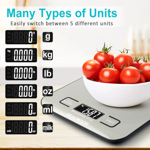 Pro Grade Kitchen Scale For Precision Cooking And Meal Prep With Stainless Steel Body And Clear LCD Display Tare Function in kitchen
