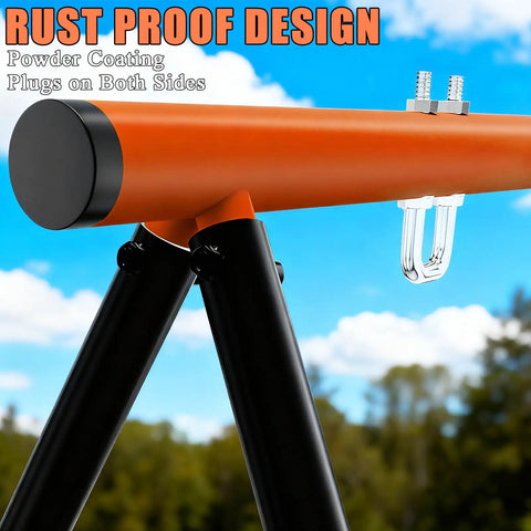 Close-up of rust-resistant construction on A-Frame Swing Stand For Hammock Chair, Heavy Duty Steel Frame Supports Up To 440 Lbs