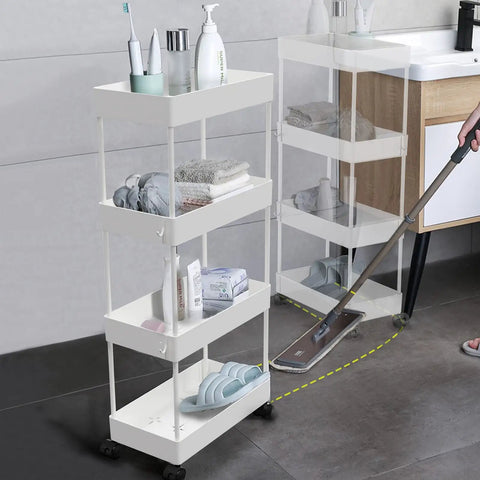 Killer 4 Tier Slim Rolling Storage Cart And Narrow Space Organizer With Zero Friction Casters No Hassle Utility Rolling Rack For Bathroom Kitchen Bedroom Or Cramped Laundry Gap Spaces