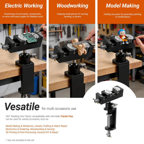 360 Degree Rotating Bench Vise Stand For Grinders And Drill Presses, CNC Machined Beefy Heavy Duty Vise Grinder Mount with 3.58 Inch Jaw Opening in use for electric working, woodworking, and model making.