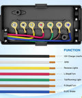 Heavy Duty 7 Way Trailer Plug With 8 Foot Wiring Harness 7 Pin RV Round Connector Cable Weatherproof Junction Box Universal Tow Wiring For RVs And Cars Durable Cable And Easy Clip In showing the internal wiring connections and color-coded wires.